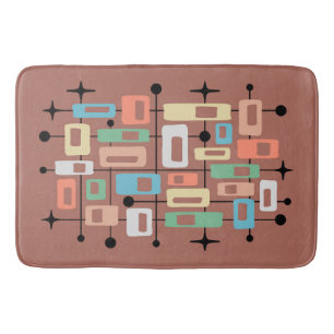 Colorful Retro Mid Century Modern Atomic Abstract Bath Mat