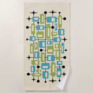 Colorful Retro Mid Century Modern Atomic Abstract Beach Towel