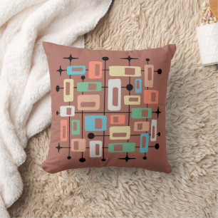 Colorful Retro Mid Century Modern Atomic Abstract Cushion