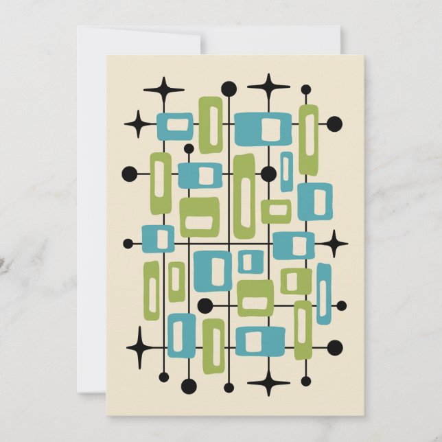 Colorful Retro Mid Century Modern Atomic Abstract Invitation (Front)