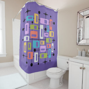 Colorful Retro Mid Century Modern Atomic Abstract Shower Curtain