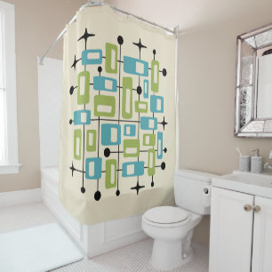 Colorful Retro Mid Century Modern Atomic Abstract Shower Curtain