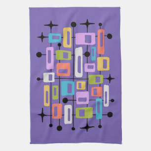 Colorful Retro Mid Century Modern Atomic Abstract Tea Towel
