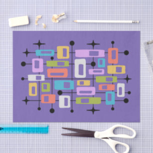 Colorful Retro Mid Century Modern Atomic Abstract Tissue Paper