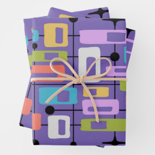 Colorful Retro Mid Century Modern Atomic Abstract Wrapping Paper Sheet