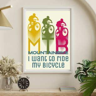 Colorful retro Mountainbike MTB Mountainbiker Poster