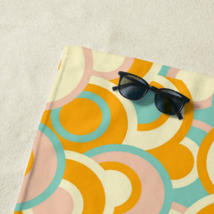 Colorful retro pattern in pastel shades of orange beach towel