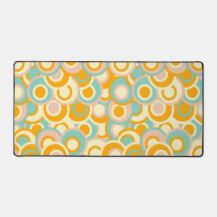 Colorful retro pattern in pastel shades of orange desk mat