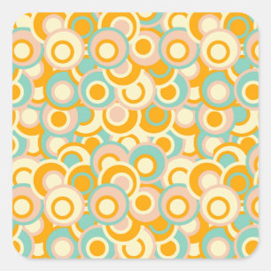 Colorful retro pattern in pastel shades of orange square sticker