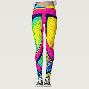 Colorful Retro Peace Sign Leggings