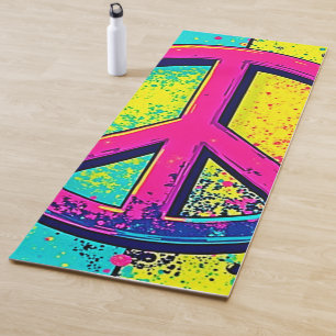 Colorful Retro Peace Sign Yoga Mat