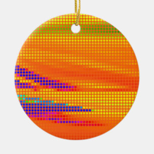 COLORFUL RETRO RAINBOW DOTS ART CERAMIC TREE DECORATION