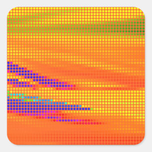 COLORFUL RETRO RAINBOW DOTS ART SQUARE STICKER
