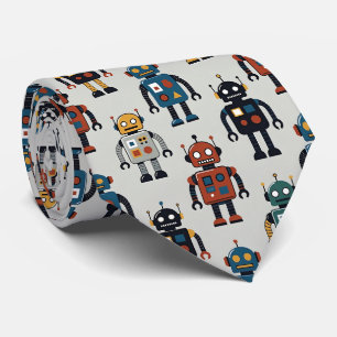 Colorful Retro Robot Pattern Tie