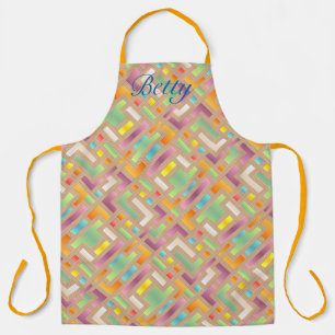 Colorful Retro Shapes Abstract Apron *Personalize