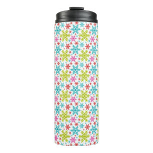 Colorful Retro Snowflakes Christmas Custom Name Thermal Tumbler
