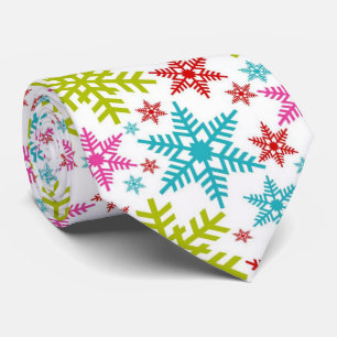 Colorful Retro Snowflakes Christmas Tie