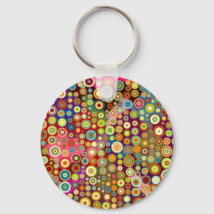 Colorful Retro Spots + your idea Key Ring