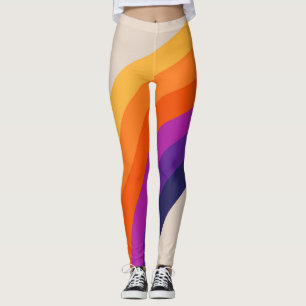 Colorful retro style rainbow art leggings