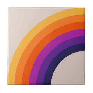 Colorful retro style rainbow art tile