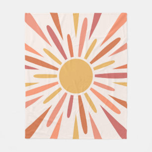 Colorful retro style sunshine design fleece blanket