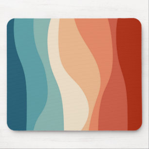 Colorful retro style waves decoration mouse mat