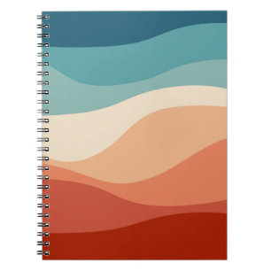 Colorful retro style waves decoration notebook