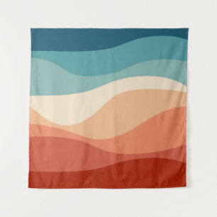 Colorful retro style waves decoration tapestry