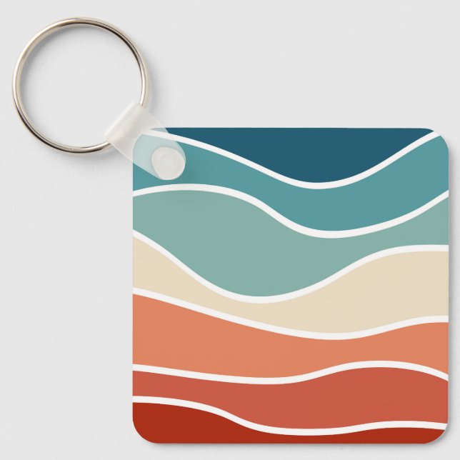 Colorful retro style waves key ring (Front)