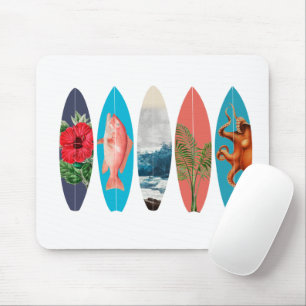 Colorful Retro Surfboards Pattern Mouse Mat