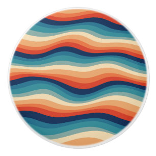 Colorful Retro Waves Vintage Ceramic Knob