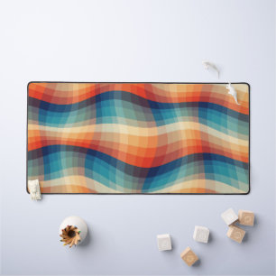 Colorful Retro Waves Vintage Desk Mat