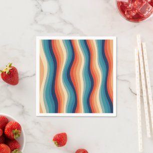 Colorful Retro Waves Vintage Napkin