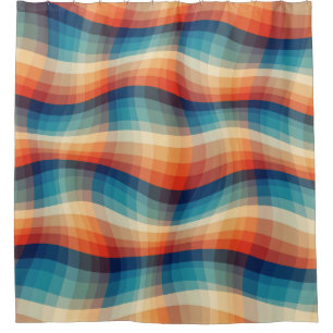 Colorful Retro Waves Vintage Shower Curtain