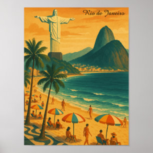 Colorful Rio de Janeiro Brazil Copacabana Beach Poster