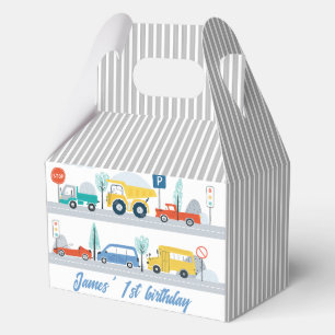 Colorful Road and Transport Birthday Favor Box