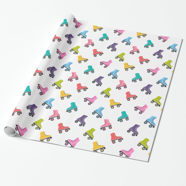 Colorful Roller Skates Design Wrapping Paper (Unrolled)