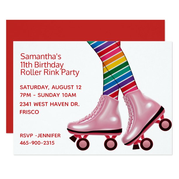 Girls Roller Skating Party Invitations | Zazzle UK