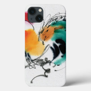 Colorful Rooster. Calligraphy and watercolor. iPhone 13 Case