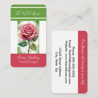 Colorful Rose Floral Shop Designer Owner Business Card