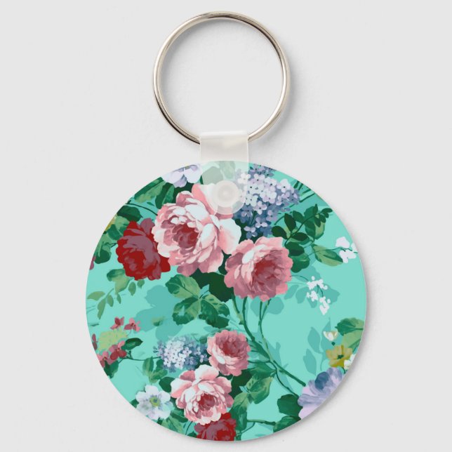 Colorful Roses & Flowers Key Ring (Front)