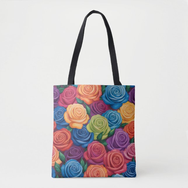 Colorful roses pattern tote bag (Front)