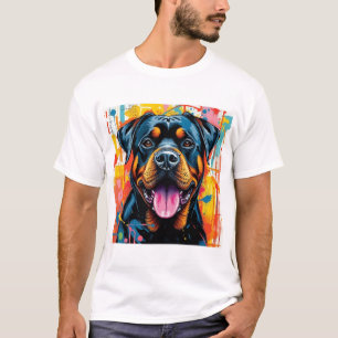 Colorful Rottweiler Pop Art � Vibrant Splash Style T-Shirt