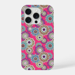 Colorful rustic floral pattern retro iPhone 15 pro case