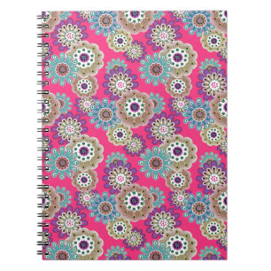 Colorful rustic floral pattern retro notebook