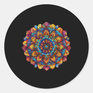Colorful Sacred Geometry Lotus Mandala Classic Round Sticker