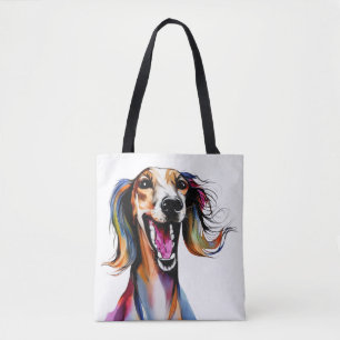Colorful Saluki - Cute Dog Art  Tote Bag