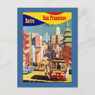 COLORFUL SAN FRANCISCO STYLIZED RETRO POSTCARD PC