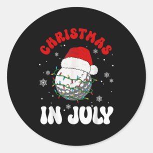 Colorful Santa Hat Lights Funny Golf Lover Christm Classic Round Sticker