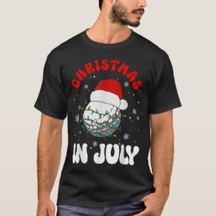 Colorful Santa Hat Lights Funny Golf Lover Christm T-Shirt